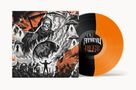 "The End is Not the End" steht auf einer Sphäre mit Grim Reaper und UFOs. Daneben eine halb orange, halb schwarze Vinyl-Schallplatte., LP