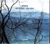 Texte: "alchemy", "alex de taeye", "lucie vellère", "trio spilliaert", "cypres". Illustration mit schwarzen Ästen vor blauer Landschaft., CD
