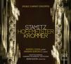 Text: "Double Clarinet Concertos", "Stamitz Hoffmeister Krommer". 
Zwei Klarinetten mit verschwommenen Details und ein DUX-Logo., CD