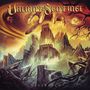 "Unholy Sentinel" und "Neverrealm" in gotischer Schrift. Dramatische Landschaft mit dunklem Turm, riesige Hand und Planeten., CD