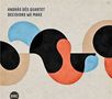 ANDRÁS DÉS QUARTET DECISIONS WE MAKE. Abstrakte Illustration mit geschwungenen Formen in Blau, Schwarz und Rot., CD
