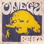 "OMEGA BEAT" in stilisierten Buchstaben, gelbes Gesicht mit Mikrofon, blauer Hintergrund, Retro-Illustration., CD