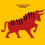"Blues Goes to Spain, Peter Beets." Roter Stier mit schwarzen Klaviertasten auf gelbem Hintergrund., LP