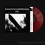 Text: kansanturvamusiikkikomissio 666. Eine Schallplatte mit einem abstrakten schwarz-weißen Cover und rotem Vinyl., LP