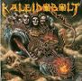 "Kaleidobolt" und "Karakuchi" in auffälligen, gelben Schriftzügen. Illustration von verschlungenen, metallischen Wesen., LP