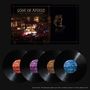 "Sons of Apollo" Albumcover in der Mitte, umgeben von vier Schallplatten in verschiedenen Farben., 4 LPs