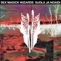 "SEX MAGICK WIZARDS SUOLA JA NOAIDI", farbenfrohes surrealistisches Design mit weißen Blättern und abstraktem Hintergrund., 2 LPs