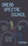 Text: “DREAD SPECTRE COUNCIL” und unten “THETANS”. Illustration: Bunte Hände und Bildschirme in dunklen Bögen.