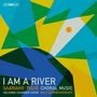 Texte: "I AM A RIVER", "SAARIAHO · TULVE", "CHORAL MUSIC", "HELSINKI CHAMBER CHOIR", "NILS SCHWECKENDIEK". Bunte abstrakte Formen., Super Audio CD