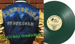 Auf einer blauen Jacke steht "TEDDYBEARS STOCKHOLM". Darunter in Grün "ROCK'N'ROLL HIGHSCHOOL". Rechts eine grüne Vinyl-Schallplatte., LP