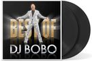"BEST OF DJ BOBO" in großen Buchstaben. Eine Person in einem silbernen Anzug steht mit ausgebreiteten Armen., LP