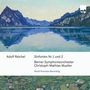 Text: Adolf Reichel, Sinfonien Nr. 1 und 2, Berner Symphonieorchester, Christoph-Mathias Mueller, World Premiere Recording.  
Bild: Seenlandschaft mit Bergen, spiegelnd im Wasser., CD