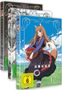 "Spice and Wolf", FSK ab 6. Animesammlung in drei Volumes. Vorderstes Cover zeigt eine Figur mit Obstkorb., 3 DVDs
