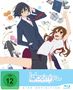 "Horimiya: The Missing Pieces. FSK ab 12 freigegeben. Zwei Anime-Charaktere in Schuluniform mit bunten Objekten."
