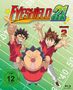 "Eyeshield 21 Volume 2" steht groß geschrieben. Drei fröhliche Anime-Charaktere in roten Shirts befinden sich auf einem Spielfeld., 4 Blu-ray Discs