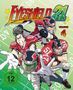 "Eyeshield 21 Volume 4" steht in großen Buchstaben oben. Vier American Football-Spieler in roten Trikots stürmen dynamisch nach vorne., 4 Blu-ray Discs