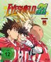 "Eyeshield 21 Volume 5." FSK 12. Drei Football-Spieler in roten Trikots auf einem Spielfeld. Anime-Stil., 4 Blu-ray Discs