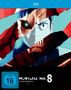 "FSK ab 16 freigegeben. KAIJU No. 8 MISSION RECON." Illustration eines Gesichts teilweise von Hautstreifen bedeckt., Blu-ray Disc