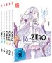 "Re:ZERO - Starting Life in Another World" steht auf Boxen. FSK 16 Freigabe. Anime-Illustration einer Frau mit lila Haaren.