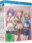 Die Vorderseite zeigt "A Couple of Cuckoos Volume 1" und FSK 12. Drei weibliche Anime-Figuren in Schuluniformen.