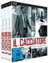 "IL CACCIATORE THE HUNTER" und "Staffel 1". Ein Mann im Anzug, Straßenbilder, FSK 16-Logo. Blu-ray-Boxset.