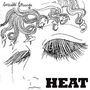 Oben links "Société Étrange", unten groß "HEAT". Illustration von geschlossenen Augen mit dekorativen Linien., LP