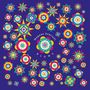 Text: "Magnus Schriefl" und "B L U M E". Bunte, abstrakte Blumen und Sonnen auf blauem Hintergrund., LP