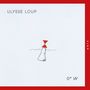 Text: "ULYSSE LOUP", "0° W", "unit". Minimalistische Illustration: Eine Boje mit roter, sanduhrförmiger Spitze im Wasser., LP