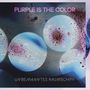 Text: "PURPLE IS THE COLOR" und "UNBEMANNTES RAUMSCHIFF". Abstrakte Illustration mit blauen und lilafarbenen Kreisen., LP