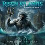 "RISEN ATLANTIS feat. Frank Beck", "POWER TO THE PAST". Illustration: Ein mächtiger Gott mit Dreizack tritt aus dem Meer., CD