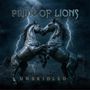 "PRIDE OF LIONS" oben, "UNBRIDLED" unten. Zwei Pferde kämpfen in dramatischer Pose mit Blitzen im Hintergrund., CD