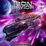 "Iron Savior" oben in metallischen Buchstaben, "XXX Deathbringer" unten. Raumschiffe fliegen im Weltraum, Planeten im Hintergrund., CD