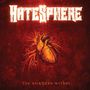„Hatesphere“ und „the sickness within“. Ein anatomisches Herz auf rotem Hintergrund, stilvoll gezeichnet.