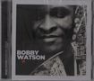 "Bobby Watson, Perpetual Groove" steht auf einem CD-Cover mit einem schwarzen Porträtfoto eines Mannes neben einem Saxophon., CD