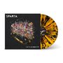 "SPARTA", "CUT A SILHOUETTE". Ein greller, bunter Blumenstrauß auf schwarzem Hintergrund, daneben eine gelb-schwarze Vinyl., LP