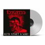 Text: "THE EXPLOITED" und "LET'S START A WAR...". Illustration: Roter Totenkopf mit Irokesenfrisur auf schwarzem Hintergrund., LP