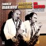 "Charlie Mariano Barcelona Meeting Sal Nistico" in großen Buchstaben. Zwei Männer spielen Saxophon. Retro-Stil., CD