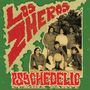 "Los Zheros" und "Psychedelic Cumbia Party" in roter Schrift; Bandmitglieder posieren lässig vor Palmen., LP