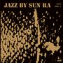 "JAZZ BY SUN RA", "HI-FI VOL. 1". Abstrakte Illustration mit gepunktetem Muster in Schwarz und Beige.