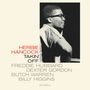 Text: "HERBIE HANCOCK TAKIN' OFF FREDDIE HUBBARD DEXTER GORDON BUTCH WARREN BILLY HIGGINS STEREO."  
Ein Mann am Klavier, Profilansicht., LP