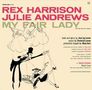 Text: "Rex Harrison, Julie Andrews, My Fair Lady." Eine Illustration zeigt eine Person, die eine andere wie eine Marionette führt., LP