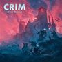 Text: "CRIM Futur Medieval". 

Ein fiktives Szenario mit einem mittelalterlichen Schloss im roten Himmel, menschenähnliche Figuren im Vordergrund., LP