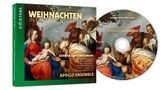 "Weihnachten in the 17th Century", "German Christmas Music", "Apollo Ensemble"; ein Gemälde zeigt eine religiöse Szene.