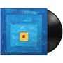 "Robin Trower" und "Shine" stehen oben. Kunstwerk mit blauen Quadraten, gelbem Zentrum mit rotem Quadrat. Vinyl sichtbar., LP