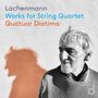 "Lachenmann Works for String Quartet Quatuor Diotima" Text, älterer Mann, schwarz-weiß, orangefarbener Schatten., CD