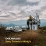 EXSONVALDES, Ninety Seconds to Midnight. Boote vor einem kleinen, weißen Turm und Palmen, Berge im Hintergrund., LP