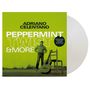 Text: "ADRIANO CELENTANO, PEPPERMINT TWIST & MORE, ORIGINAL ALBUM + 8 HIT SINGLES." Ein Mann steht neben einem Stuhl mit Gitarre., LP