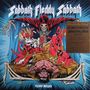„Sabbath Fleddy Sabbath“ in gotischer Schrift oben. Illustration zeigt Skelett in rotem Umhang, rote Figuren tanzen., LP
