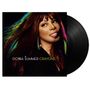 Text: "DONNA SUMMER CRAYONS". Eine Frau mit langem, braunem Haar, strahlend lächelnd., LP