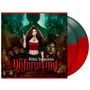 Text: "Within Temptation: The Unforgiving." Illustration: Frau mit rotem Top, finstere Gestalten im Hintergrund, zwei Schallplatten., 2 LPs